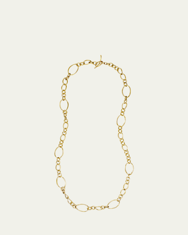 18K Yellow Gold Long Small Chain Necklace, 36"L